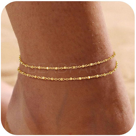 Brass Layered Satellite Chain Double Layer Anklets for Women FS-WG032DF-01-1