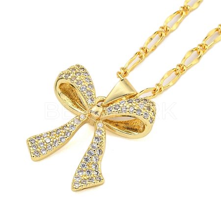 Brass Micro Pave Clear Cubic Zirconia Pendant Necklaces NJEW-M220-04C-G-1