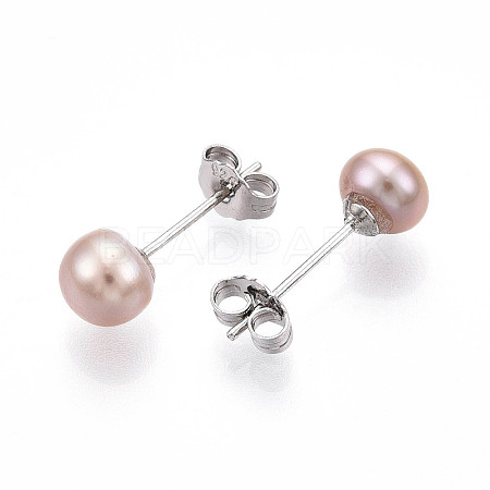 Pearl Ball Stud Earrings EJEW-Q701-01A-02-1