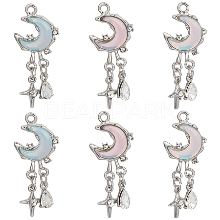 12Pcs 3 Colors Alloy Glass Pendants FIND-SC0021-07-1