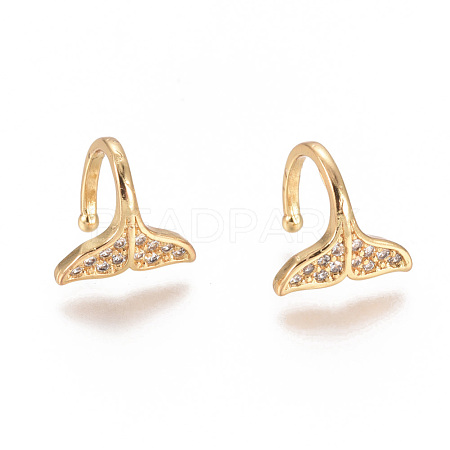Golden Plated Brass Micro Pave Cubic Zirconia Cuff Earrings EJEW-L244-40G-1