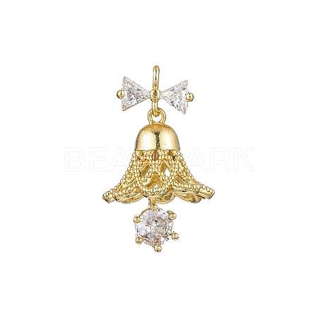 Rack Plating Brass with Cubic Zirconia Pendants KK-Q010-08G-1