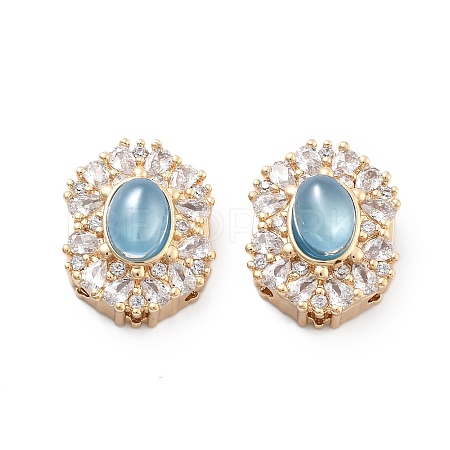 Brass Light Sky Blue Glass Oval Multi-Strand Links KK-B125-12G-1