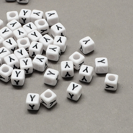 Large Hole Acrylic Letter European Beads SACR-Q103-7mm-01Y-1