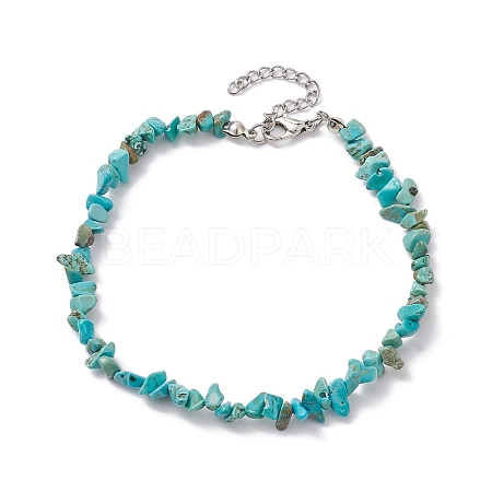 Natural Gemstone Beads Anklets AJEW-AN00583-04-1