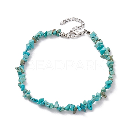 Natural Gemstone Beads Anklets AJEW-AN00583-04-1