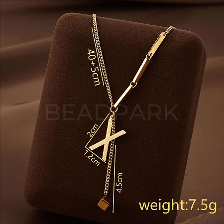 304 Stainless Steel Initial Pendant with Dice Tassel Necklaces FS-WGD823D-24-1