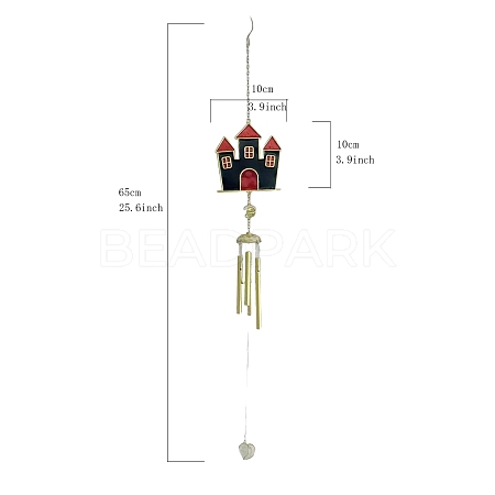 Halloween Castle Alloy & Iron & Eanmel Wind Chime PW-WG3109F-01-1