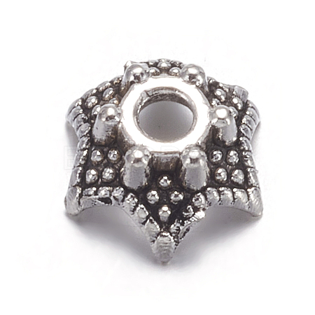 6-Petal Flower Tibetan Silver Bead Caps LS-AA188-1