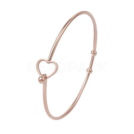 Stainless Steel Hollow Out Heart Bangle BJEW-YW0001-08RG-1