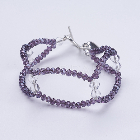 Electroplate Glass Bead Bracelets BJEW-JB03504-01-1