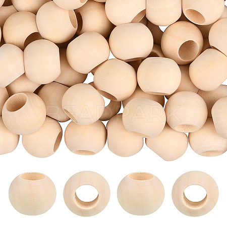 Natural Unfinished Wood Beads WOOD-PA0001-16B-1