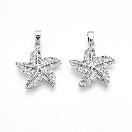 Brass Micro Pave Cubic Zirconia Pendants KK-T070-86P-1