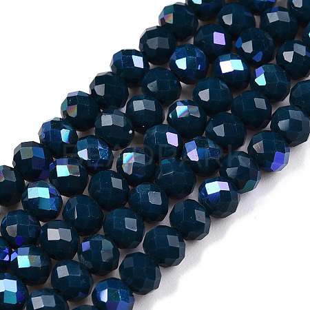 Electroplate Opaque Solid Color Glass Beads Strands EGLA-A044-P4mm-L16-1