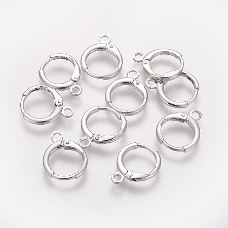 Brass Huggie Hoop Earring Findings X-KK-L179-04P-A-1