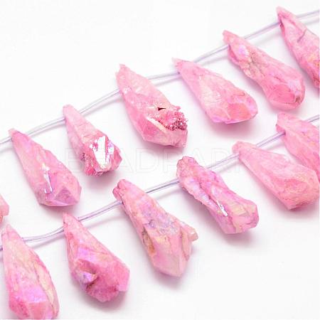 Electroplated Natural Quartz Crystal Beads Strands G-G890-A-06-1