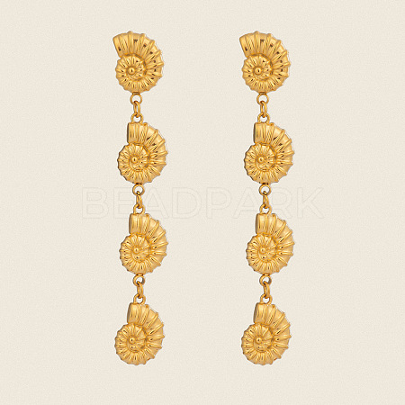 304 Stainless Steel Conch Tassel Stud Earrings TZ8504-1