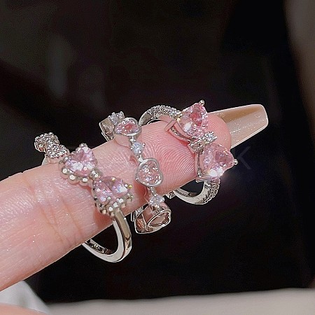 3Pcs Alloy with Rhinestone Cuff Rings FS-WGCB7EB-07-1