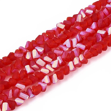 Frosted Transparent Glass Beads Strands GLAA-N054-4mm-06-1