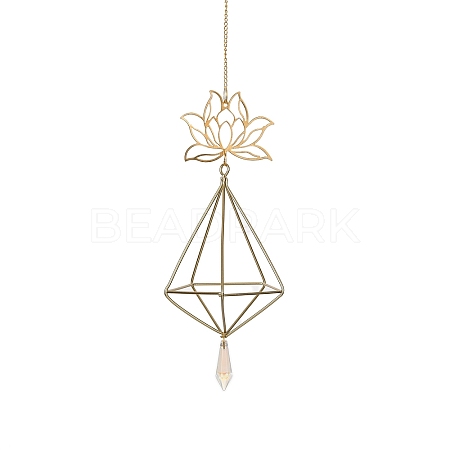 Quartz Crystal & Brass Pendant Decorations HJEW-M007-01G-1