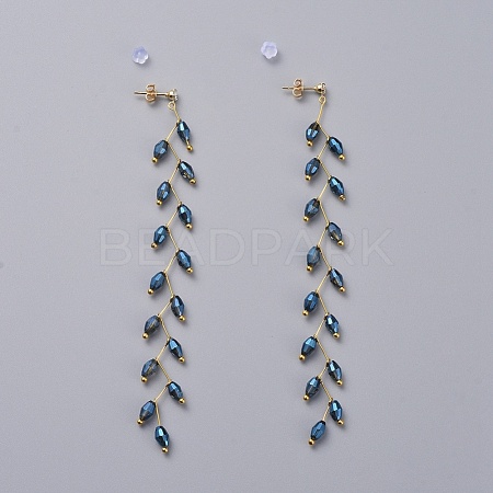 Electroplate Glass Beads Dangle Stud Earrings EJEW-JE03820-06-1