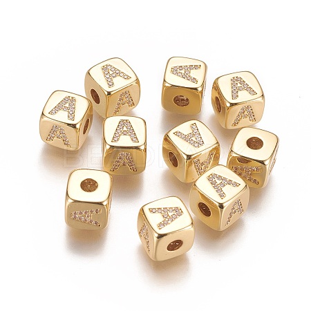 Brass Micro Pave Cubic Zirconia Beads LS-KK-K238-16G-A-1