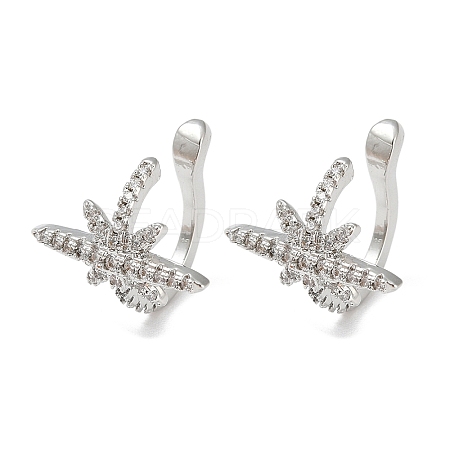 Rack Plating Brass Micro Pave Cubic Zirconia Cuff Earring EJEW-C086-13P-1