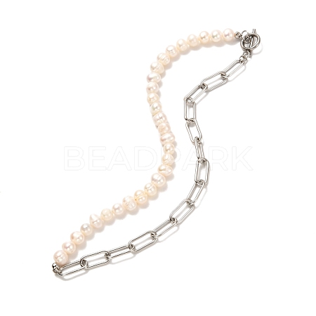 Vintage Natural Pearl Beaded Necklace for Girl Women NJEW-JN03678-1