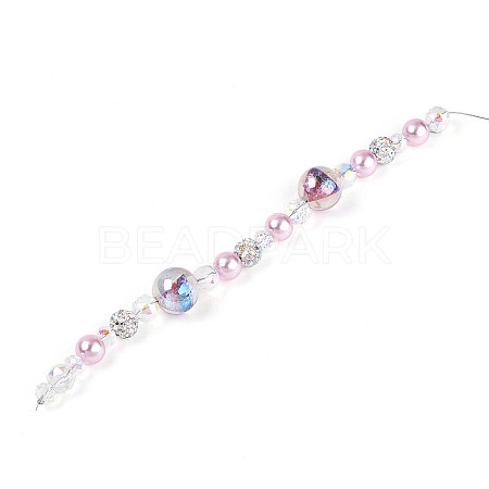 Glass and Acrylic and Imitation Pearl and Rhinestone Beads Strands MAK-T011-06E-1