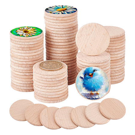 Beech Wooden Round Pieces LS-WOOD-WH0101-32B-1