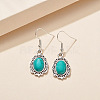 Bohemian Style Oval Synthetic Turquoise Pendant Necklace & Dangle Earrings & Link Bracelets FS-WGA6DB3-01-3