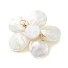 Natural Pearl & Shell Links Connector Charms PALLOY-JF02636-01-4