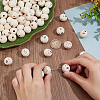 80Pcs 4 Styles Printed Wooden European Beads WOOD-PH0002-97-3