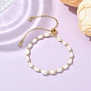 Adjustable Natural Cultured Freshwater Pearl & Brass Beads Slider Bracelets  for Women BJEW-JB13607-1