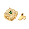 Rack Plating Flower Brass Micro Pave Cubic Zirconia Box Clasps KK-F876-14G-2