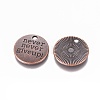 Tibetan Style Alloy Flat Round Carved Word Never Give Up Pendants LS-TIBEP-12585-R-NR-2