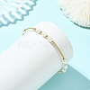 Rice Natural Cultured Freshwater Pearl & Brass Beaded Copper French Wired Bangles BJEW-JB13981-2