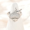 Brass Micro Pave Clear Cubic Zirconia Cuff Rings RJEW-P155-02P-2