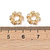 Twisted Brass Micro Pave Clear Cubic Zirconia European Beads KK-C142-02LG-3