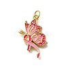 October Breast Cancer Pink Awareness Ribbon Brass Enamel Pendants KK-S517-04D-D-1