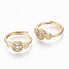 Brass Micro Pave Clear Cubic Zirconia Cuff Rings RJEW-T015-02G-NF-1