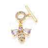 Golden Brass Micro Pave Cubic Zirconia Toggle Clasps KK-B100-039G-2