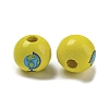 Printed Wood European Beads WOOD-L020-D13-2