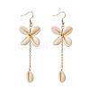 Natural Cowrie Shell Dangle Earrings EJEW-JE07285-2
