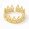 Ion Plating(IP) 304 Stainless Steel Crown Open Cuff Rings for Women RJEW-G275-08G-2
