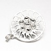 Chakra Jewelry Brass Gemstone Flat Round Pendants KK-J298-13-NR-2