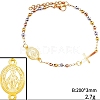304 Stainless Steel Jesus & Cross Link Bracelet with 201 Stainless Steel Beaded Chains BJEW-WH0012-20A-3