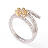 Brass Micro Pave Clear Cubic Zirconia Finger Rings RJEW-L098-005P-2