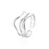 304 Stainless Steel Wave Wire Wrap Open Cuff Ring for Women RJEW-N038-047P-3