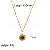 Natural Tiger Eye Flower Pendant 304 Stainless Steel Chain Necklaces for Women FS-WGE9101-03-1